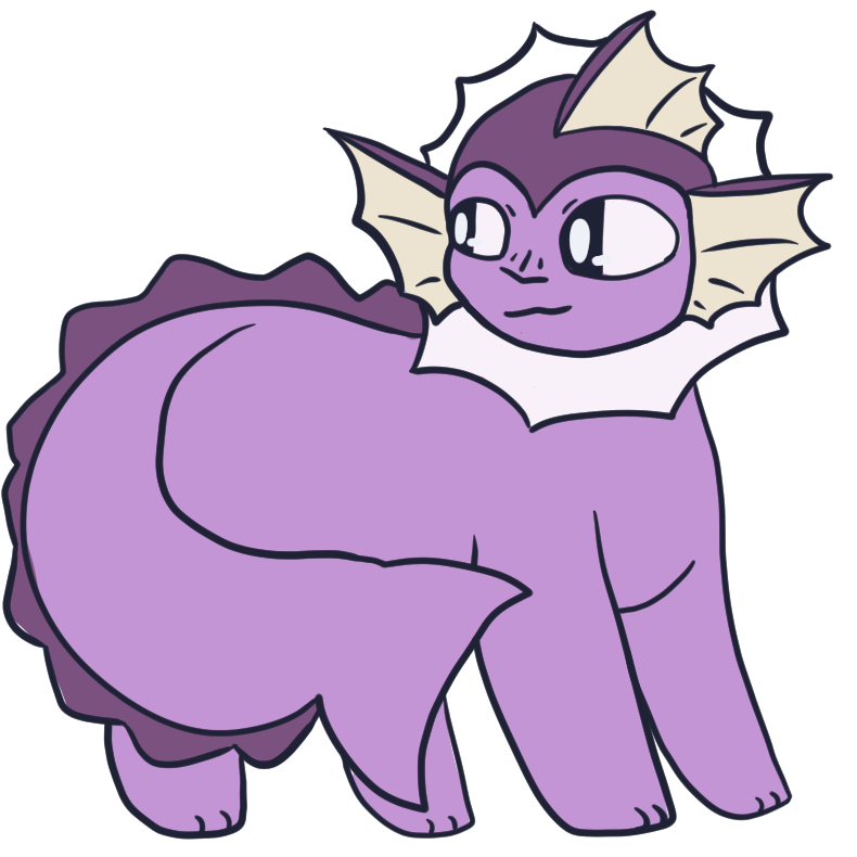 drawing of a vaporeon that is purple insted of blue